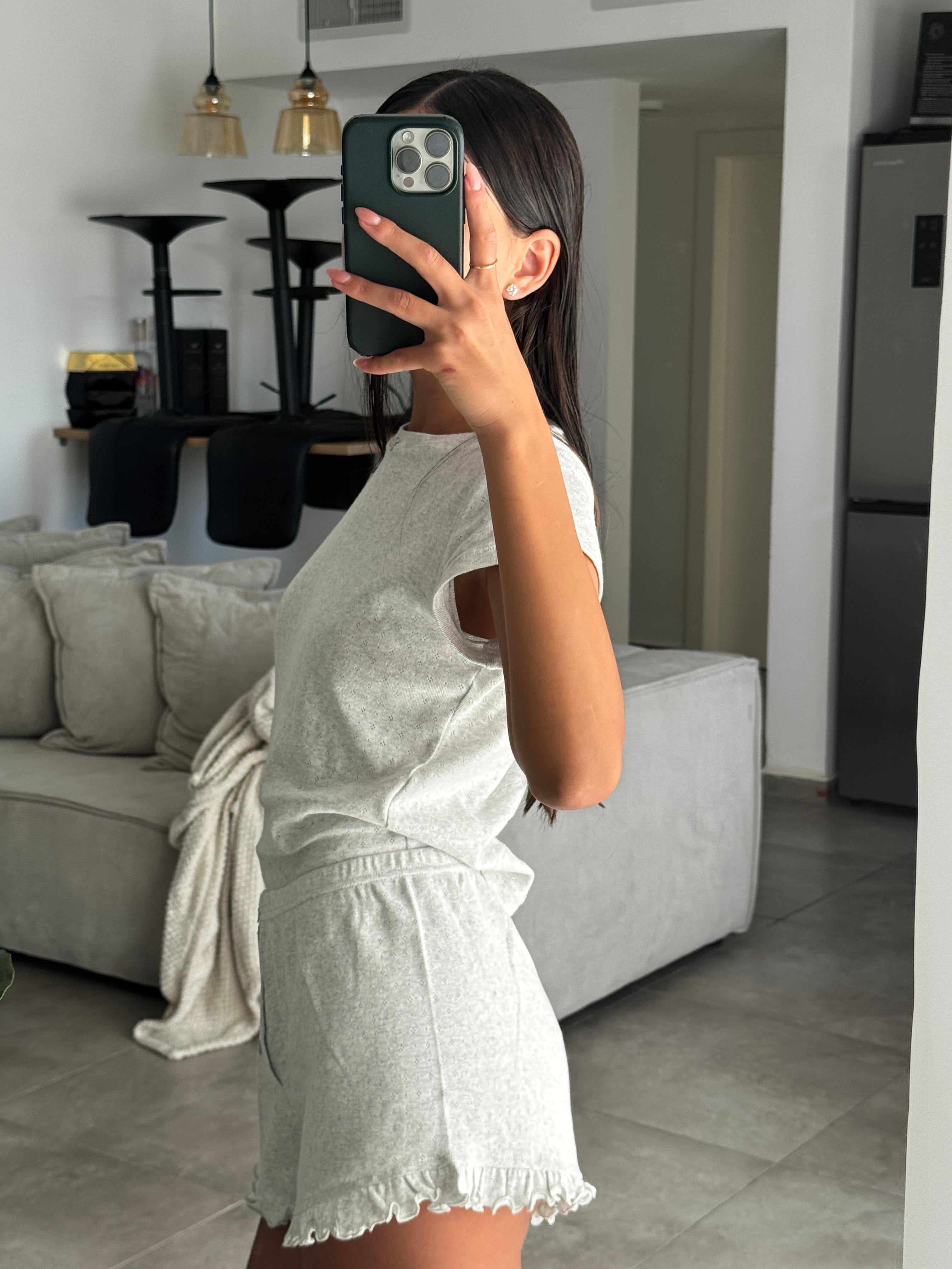 CALMA - T-SHIRT TOP gray