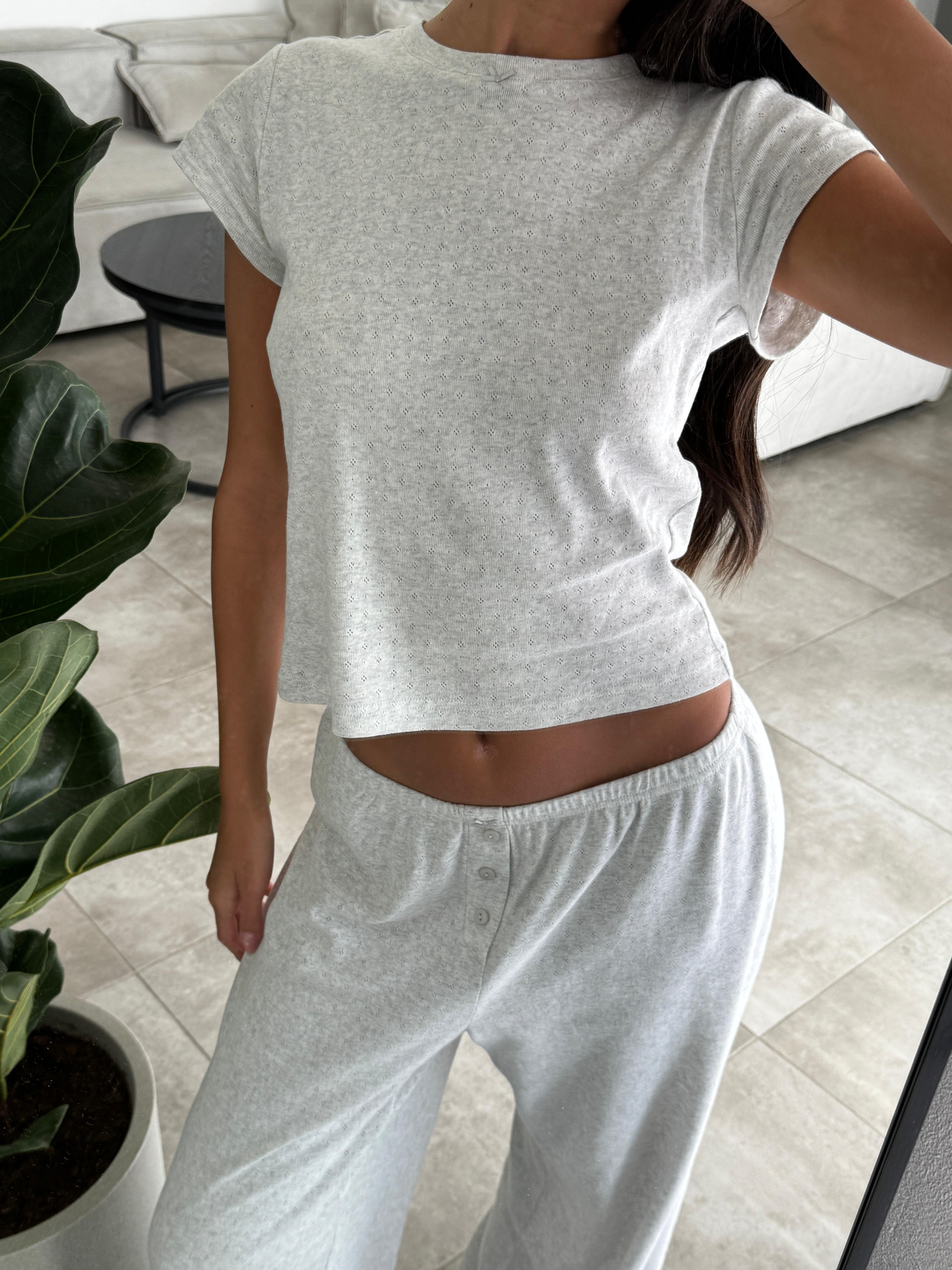 CALMA - T-SHIRT TOP  gray